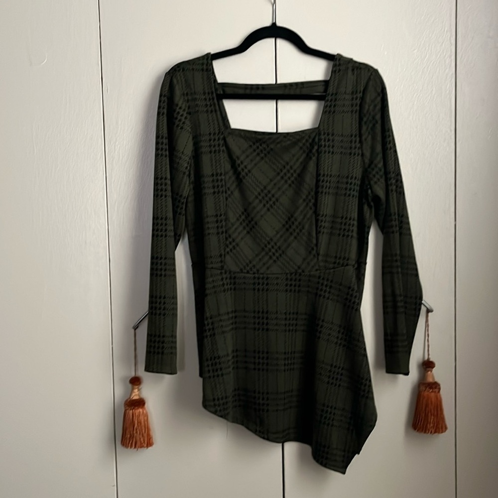 Olive green semi casual top.